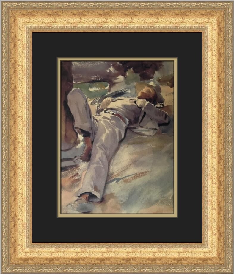 John Singer Sargent Peter Harrison Taking A Siesta Custom Framed Print 19x17: John Singer Sargent Peter Harrison Taking A Siesta Custom Framed Print 19x17 This exquisite custom framed print features John Singer Sargent's renowned artwork, "Peter Harrison Taking A Siesta." The p