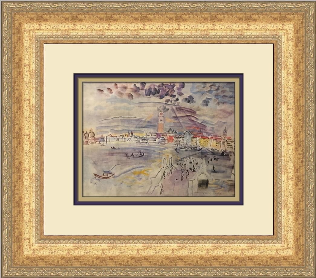 Raoul Dufy Venice Custom Framed Print 1981 Landscape Art: Raoul Dufy Venice Custom Framed Print 1981 Landscape Art This stunning custom framed print features the renowned work of artist Raoul Dufy, titled "Venice." The print is a beautiful representation of
