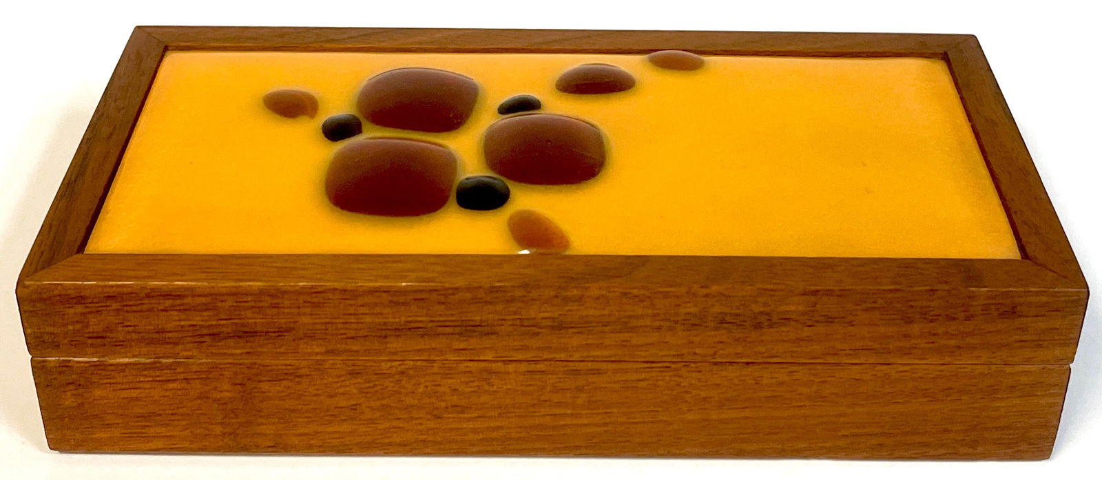 Danish Modern Teak Table Box with Enameled Copper Top - 3