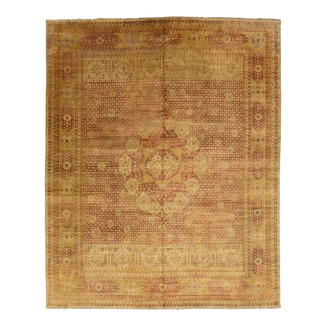 Handmade Transitional Oushak Wool Rug 12' x 15' Terracotta Medallion Design: Handmade Transitional Oushak Wool Rug 12' x 15' Terracotta Medallion Design This exquisite hand-knotted Oushak-style wool rug showcases a beautiful fusion of modern design and traditional