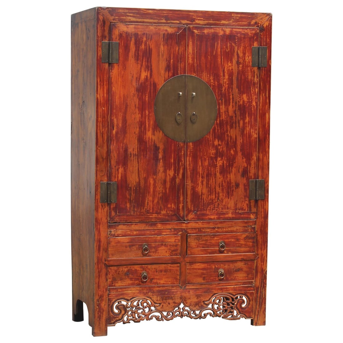 Elegant Chinese Style Elm Cabinet with Lacquered Finish: Elegant Chinese Style Elm Cabinet with Lacquered Finish This beautifully crafted elm cabinet showcases lacquered elegance, embodying an antique Chinese style that adds a touch of sophistication to any