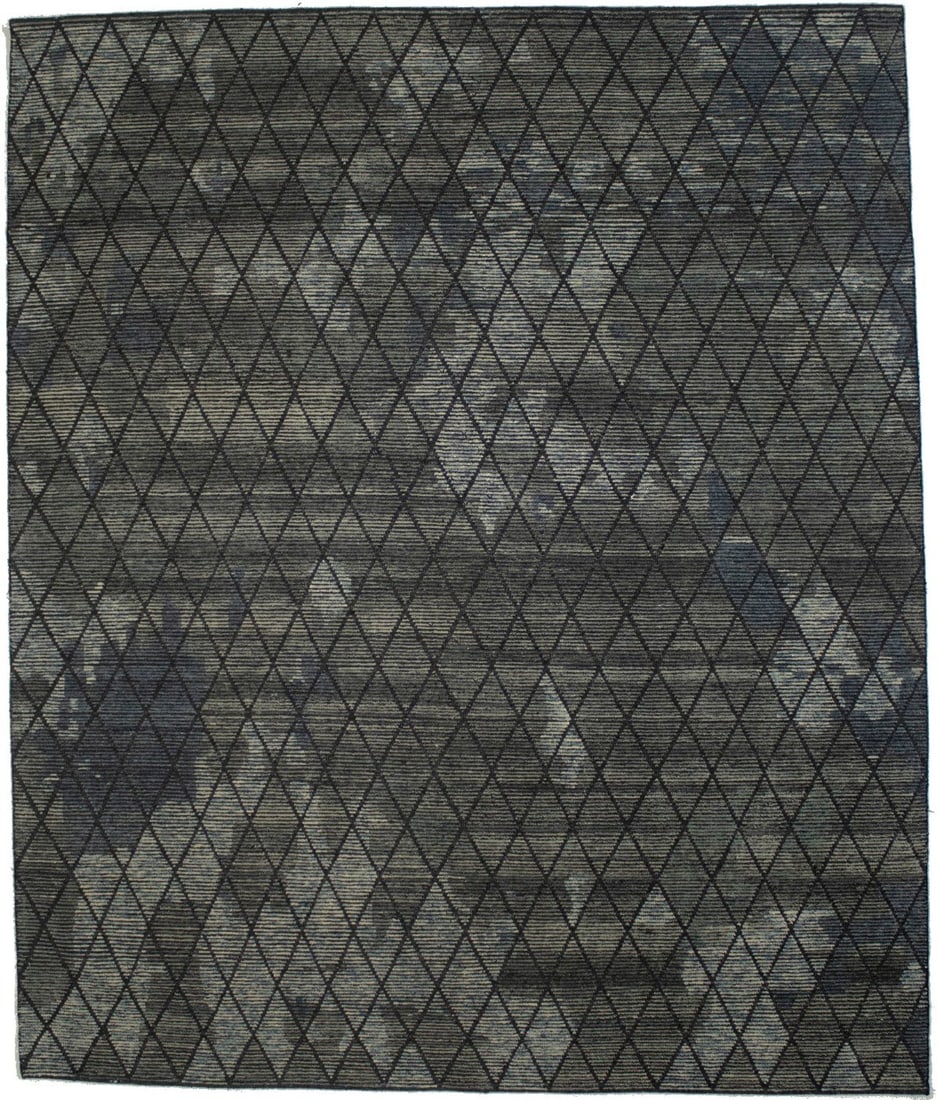 Modern Hand-Knotted Wool Rug Geometric Multicolor Area Carpet 8'4 x 9'11 (1 of 13)