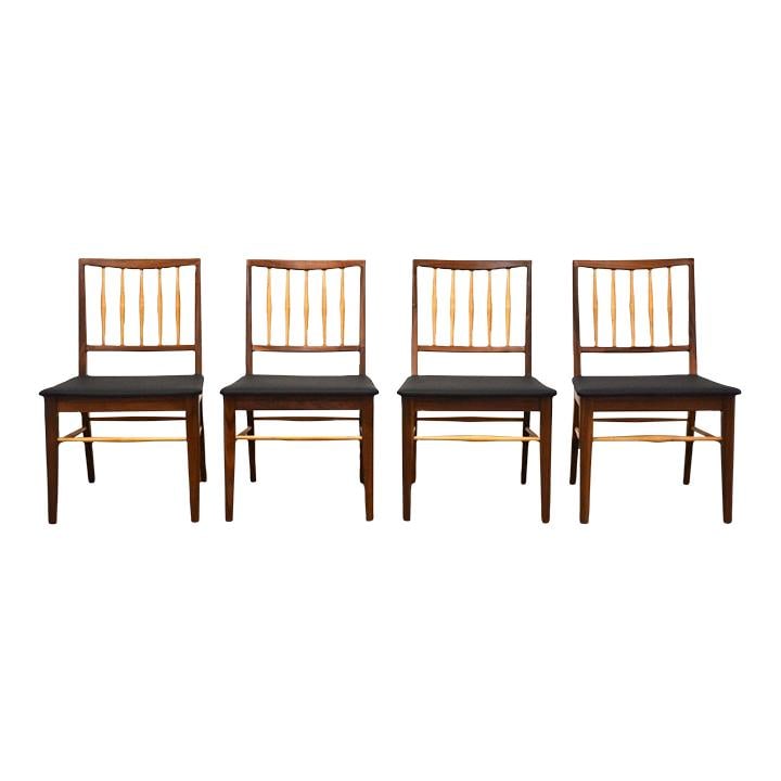 Mid-Century Modern Walnut Ash Dining Chairs Set of 4: Mid-Century Modern Walnut Ash Dining Chairs Set of 4 Enhance your dining experience with this stunning set of four mid-century modern dining chairs, expertly crafted from walnut and ash. Each chair fe