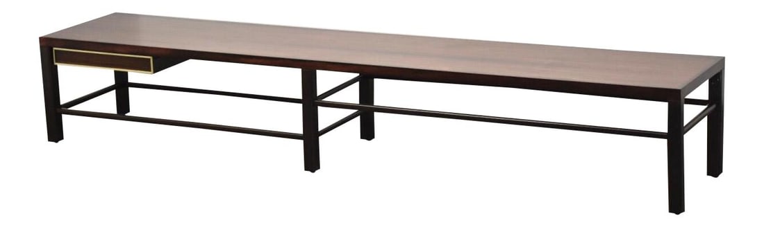 Harvey Probber Rosewood Coffee Table Bench with Brass Accents 90x18x15 (1 of 9)
