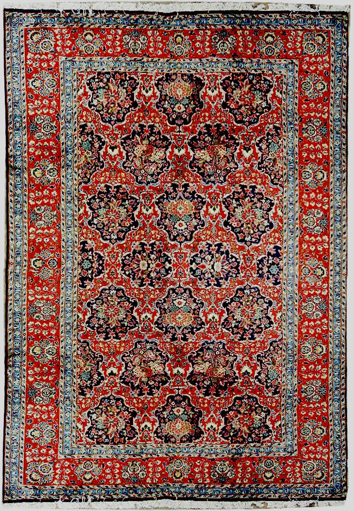 8x12 Persian Qoum Handwoven Kork Wool Area Rug Red Blue Green (1 of 9)