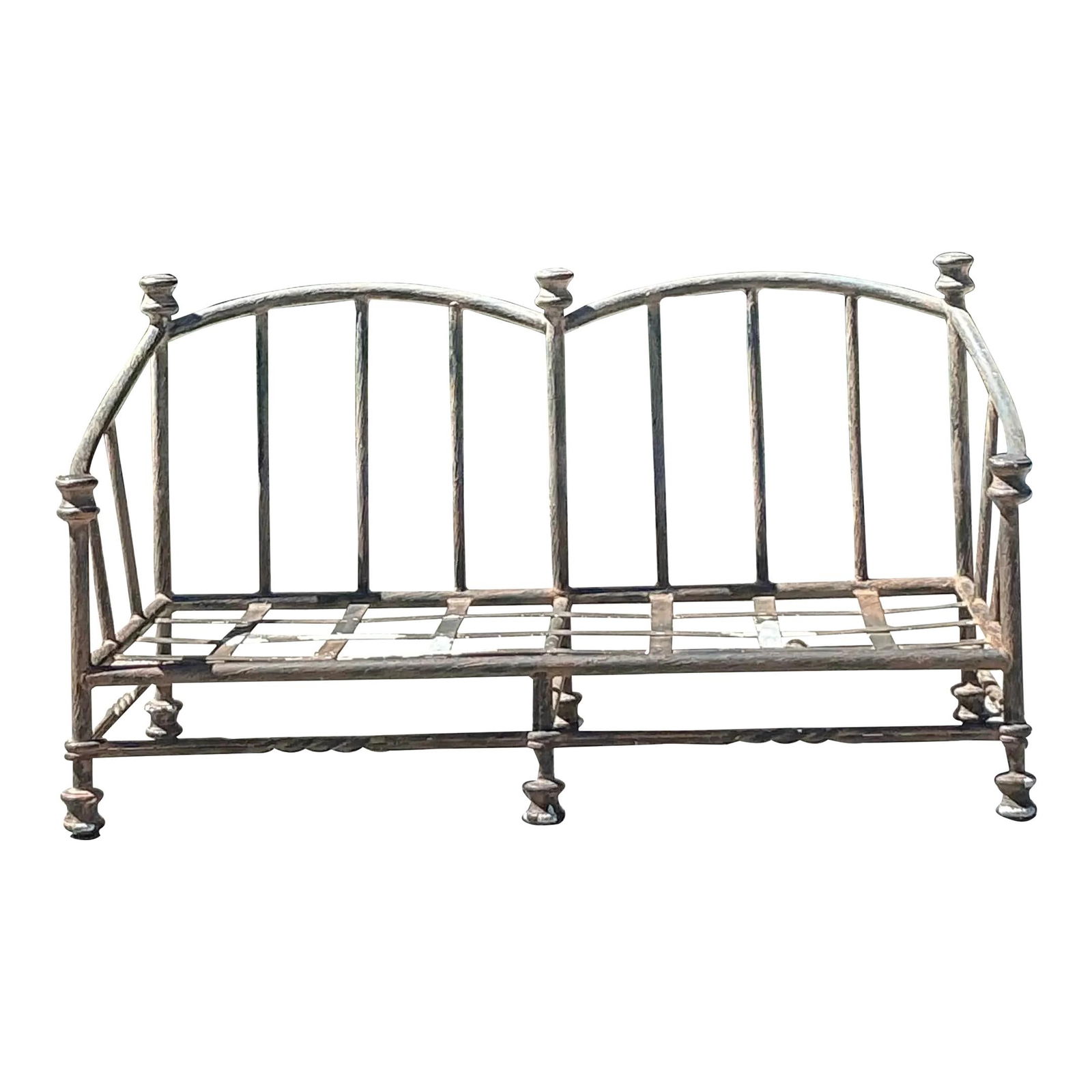 Vintage Regency Pavilion Aluminum Loveseat Charcoal Color Intricate Design (1 of 10)