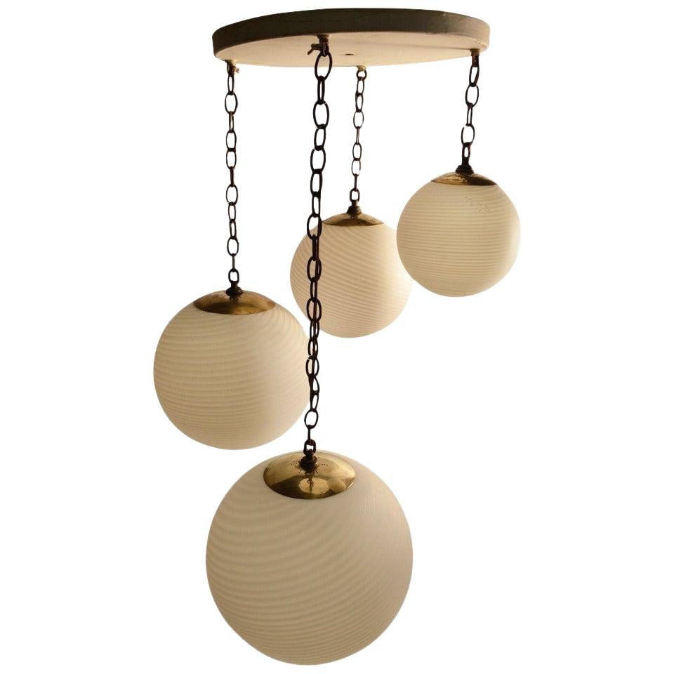 Elegant Four-Globe Handblown Art Glass Chandelier 12in (1 of 10)