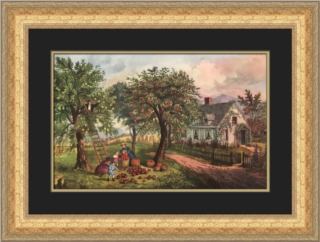Currier & Ives American Homestead-Autumn Custom Framed Print 1952 (1 of 2)