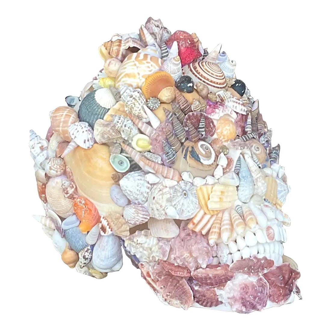 Vintage Boho Shell-Encrusted Skull Signed Art Piece (1 of 7)