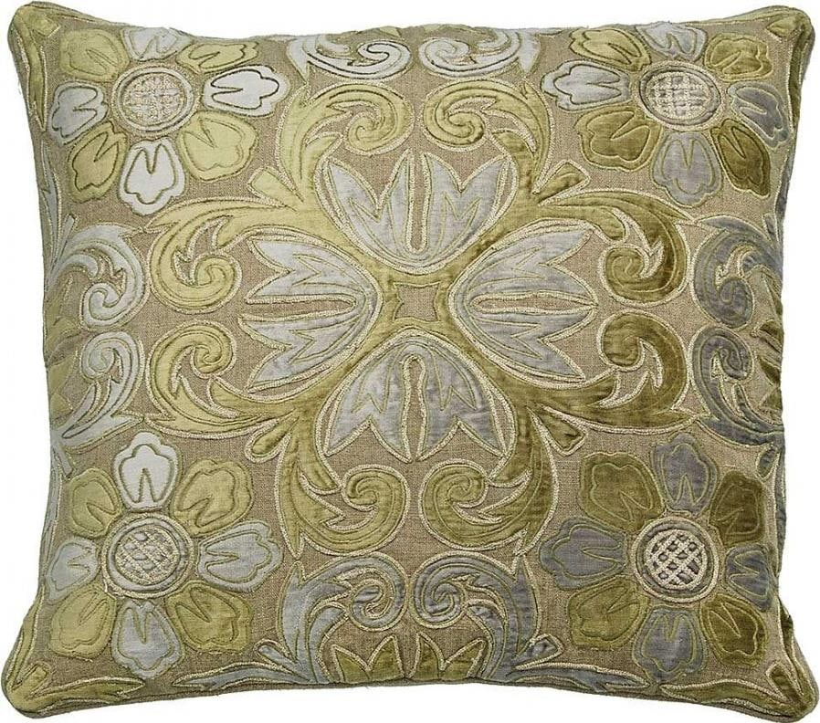 Provence Home Hand-Dyed Champagne Linen Velvet Throw Pillow 22x22 (1 of 1)