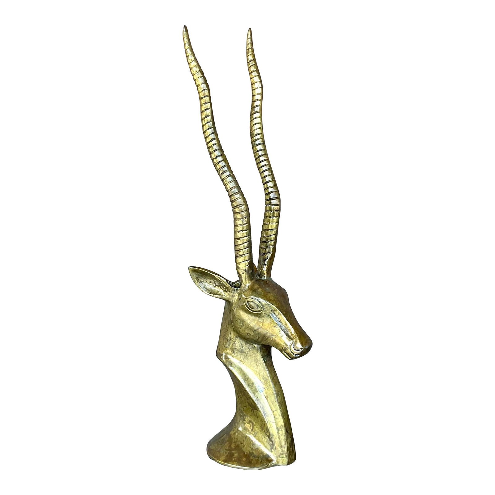 Vintage Boho Brass Antelope Sculpture with Twisting Antlers (1 of 5)