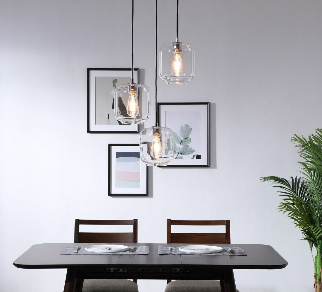 Collier 3-Light Chrome Pendant Chandelier with Clear Glass Shade (1 of 11)