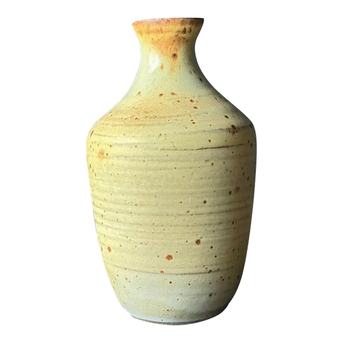 Mid-Century Boho Studio Pottery Vase with Speckled Ochre Glaze (1 of 10)