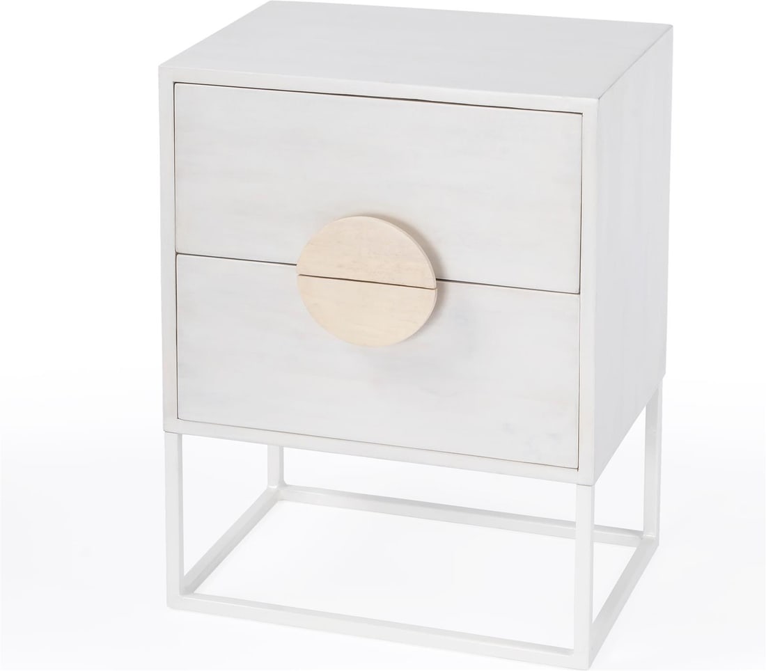 Butler Lennon Nightstand in White Mango Wood Transitional Style (1 of 9)