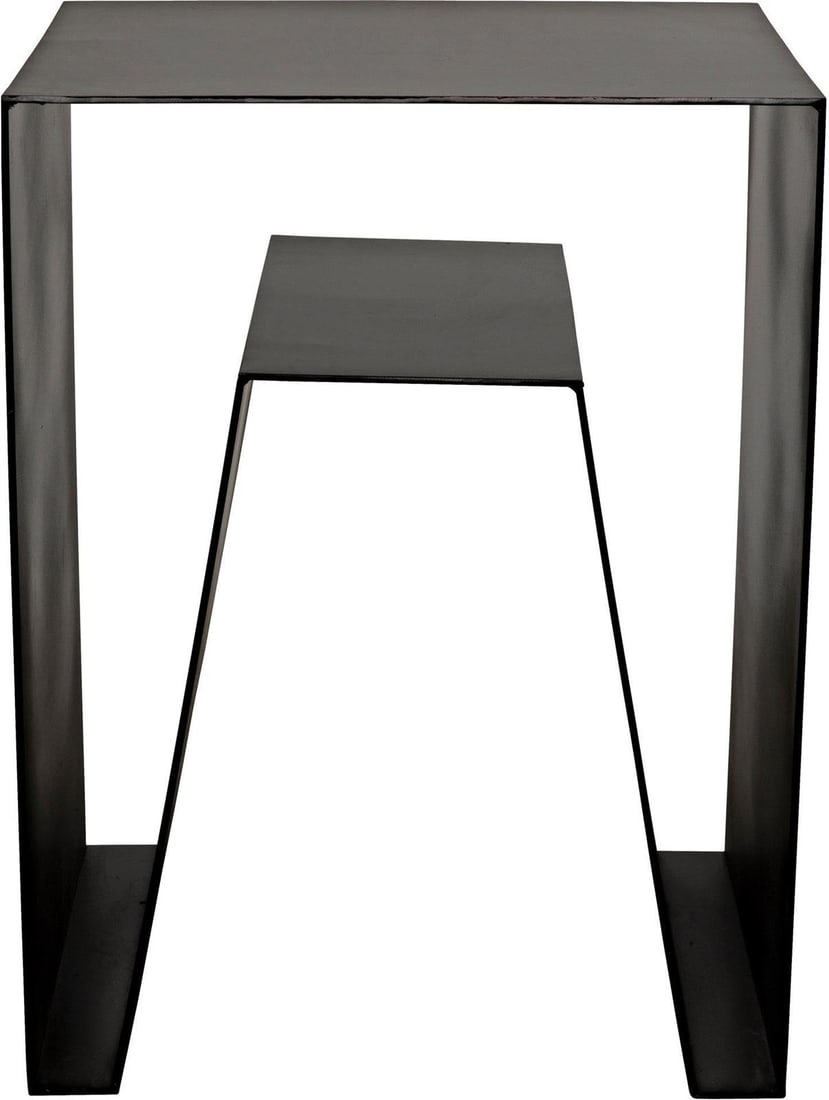 Noir Quintin Side Table Industrial Steel Matte Black Finish (1 of 7)