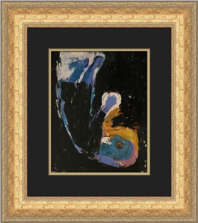 George Baselitz Man of Faith Custom Framed Art Print 1982: George Baselitz Man of Faith Custom Framed Art Print 1982 This stunning custom framed print titled "Man of Faith" by renowned artist Georg Baselitz captures the essence of expressionism, impressionism