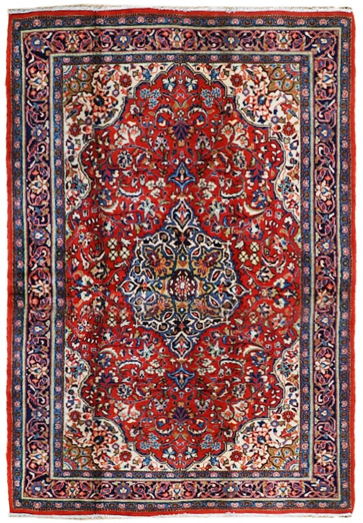 Handcrafted Antique Persian Sarouk Rug 4'6 x 6'9 Traditional Design (1 of 6)