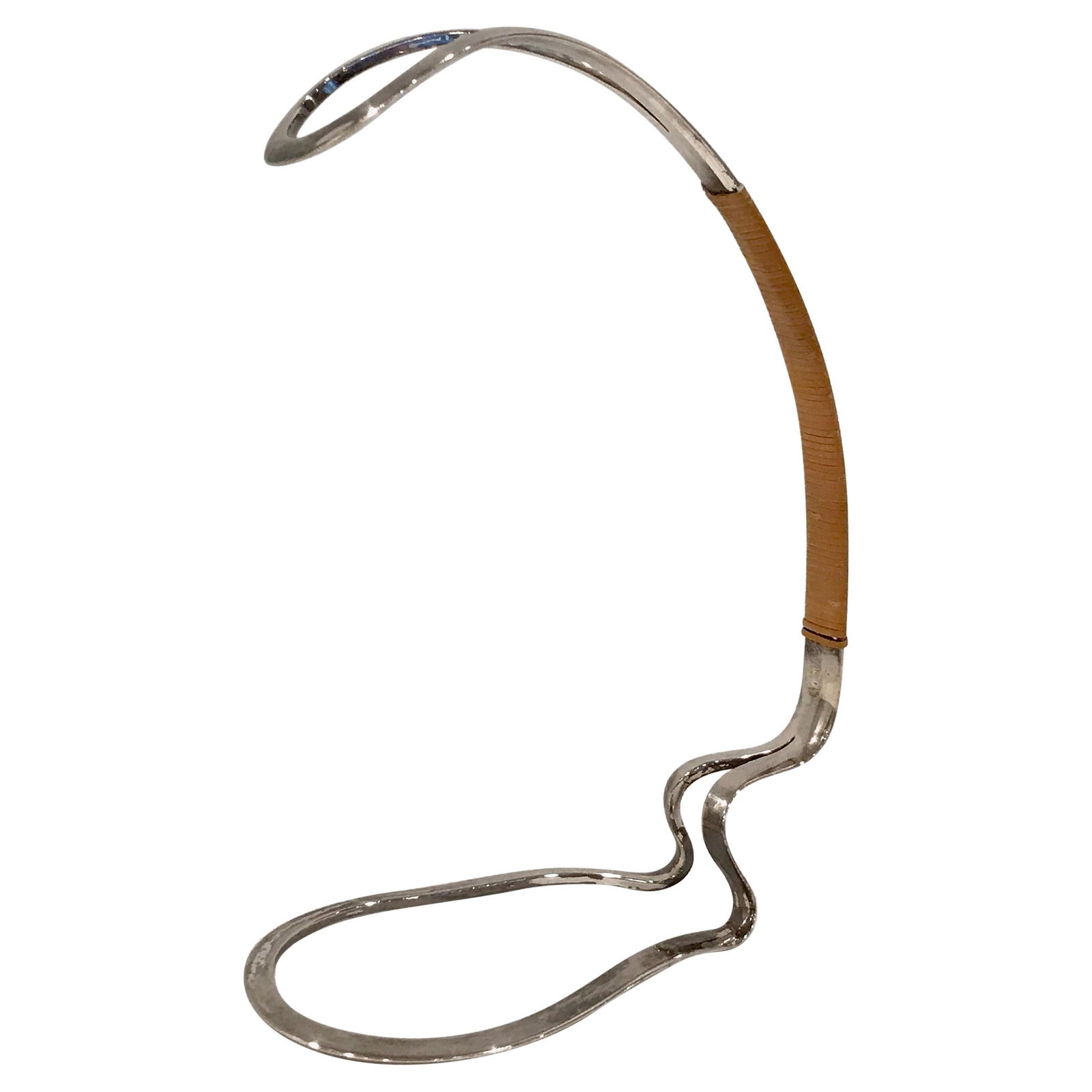 1960s Modern Silver Plated Reed Wine Bottle Caddy Germany: 1960s Modern Silver Plated Reed Wine Bottle Caddy Germany This elegant Silver Plated and Reed Wine Bottle Caddy features a modern design, perfect for showcasing your favorite wine bottles. Crafted in