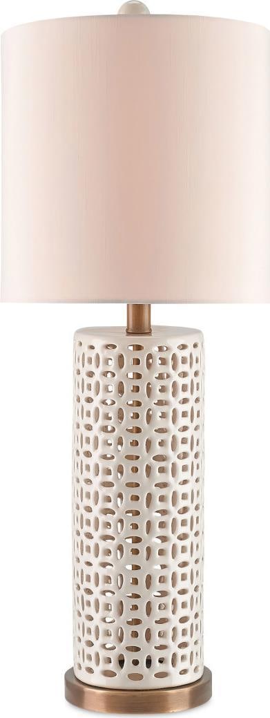 Bellemeade Table Lamp by Currey Brass Ivory Ceramic 3-Way Switch (1 of 4)