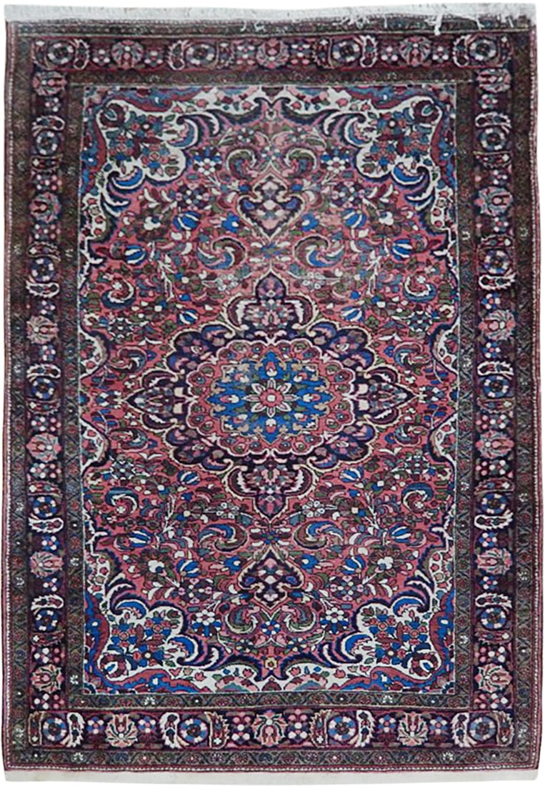 Handmade 4.8 x 7 Salmon Persian Khorasan Rug Elegant Design: Handmade 4.8 x 7 Salmon Persian Khorasan Rug Elegant Design Free continental US Shipping Discover the exquisite 4' 8" x 7' Semi Antique Persian Khorasan Rug, handcrafted by skilled artisans from the K