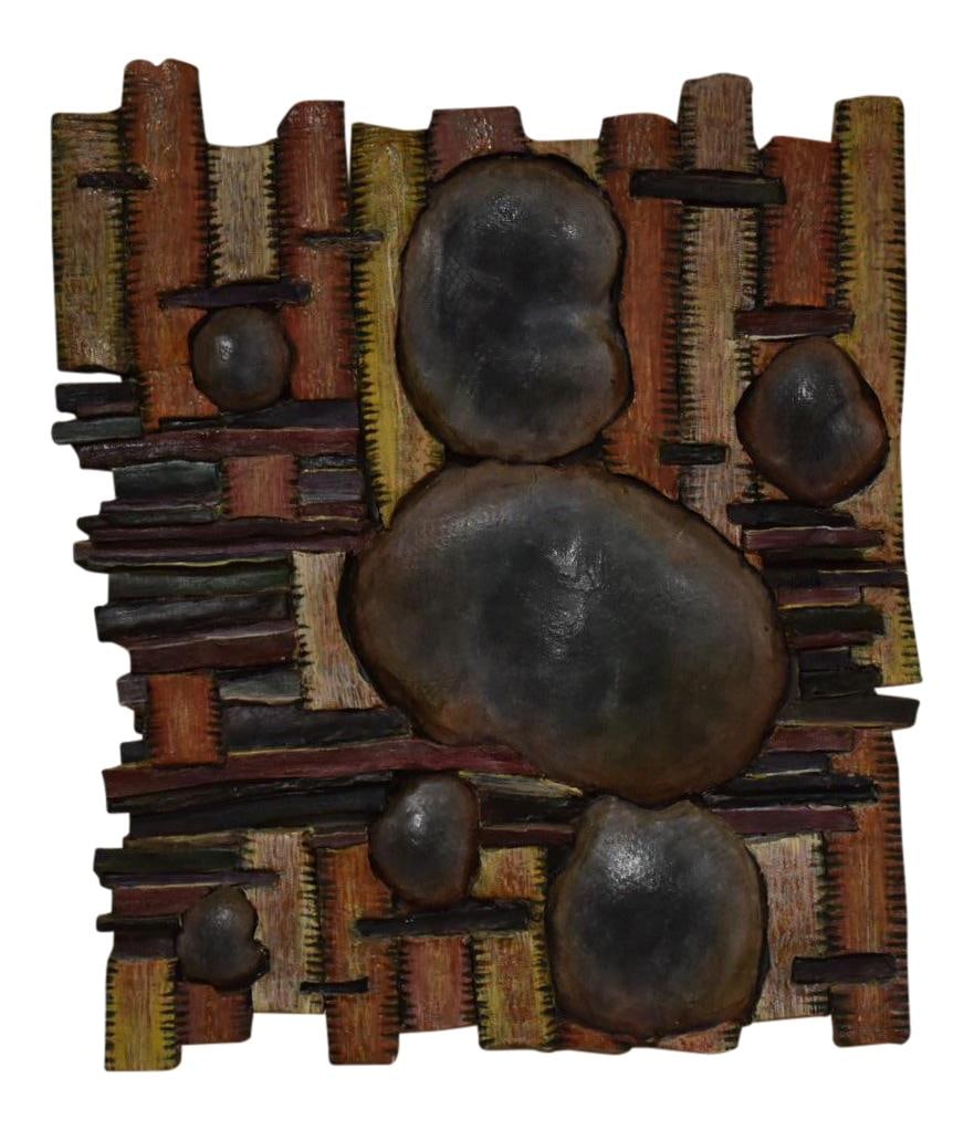 Journey II Handmade Brutalist Wall Art Charcoal Stone 21 x 26.5 (1 of 7)