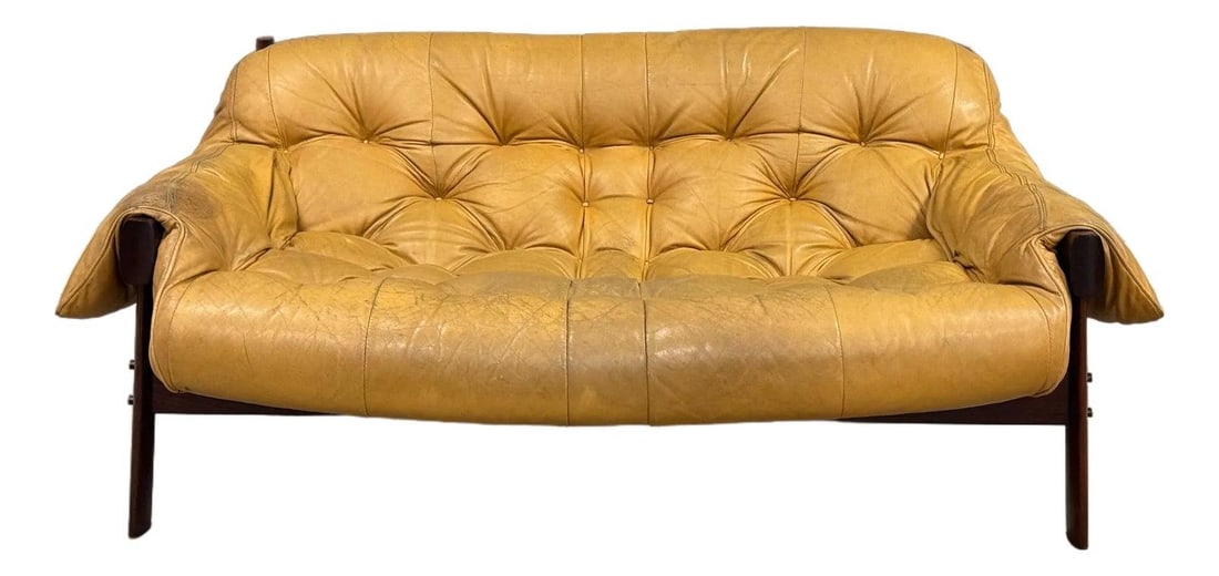 1960s Yellow Leather MP-41 Loveseat by Percival Lafer (1 of 9)