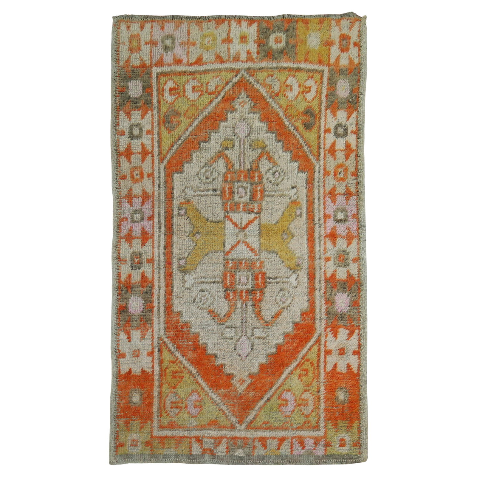 Vintage Turkish Anatolian Hand-Knotted Orange Rug 32 x 52 (1 of 6)