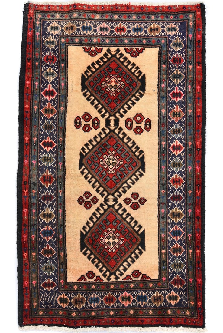 Hand-Knotted Wool Tribal Geometric Rug 2'1 x 3'9 Vintage Western Asia (1 of 12)
