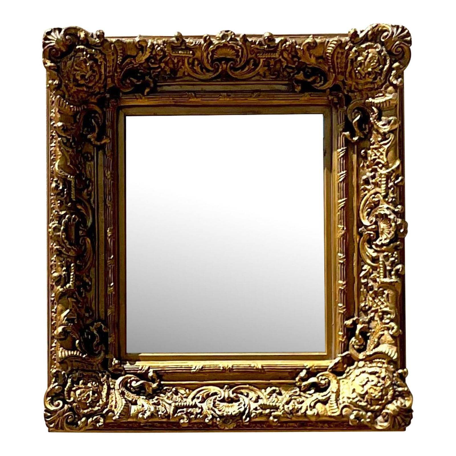 Vintage Regency Gilt Wood Mirror American Craftsmanship 35 x 40: Vintage Regency Gilt Wood Mirror American Craftsmanship 35 x 40 Experience the timeless luxury of this Vintage Regency Carved Gilt Wood Mirror. Crafted in America, it features exquisite gilt wood carv