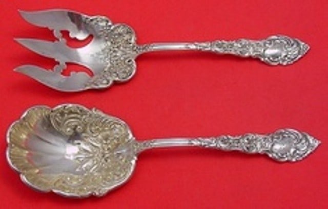 Unger Passaic Sterling Silver Salad Serving Set 7 3/4" Monogrammed (1 of 2)