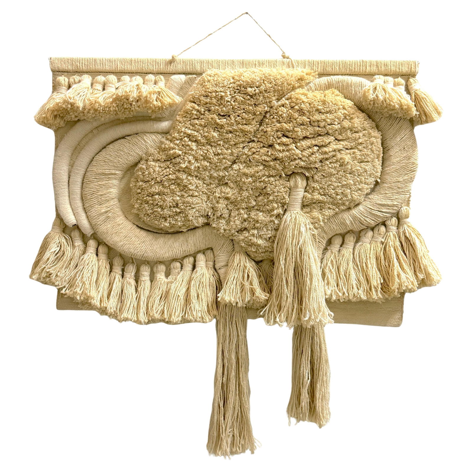 Large 1970s Fiber Wall Sculpture Attributed to Dan Friedman in Wool Cotton and Wood (1 of 14)