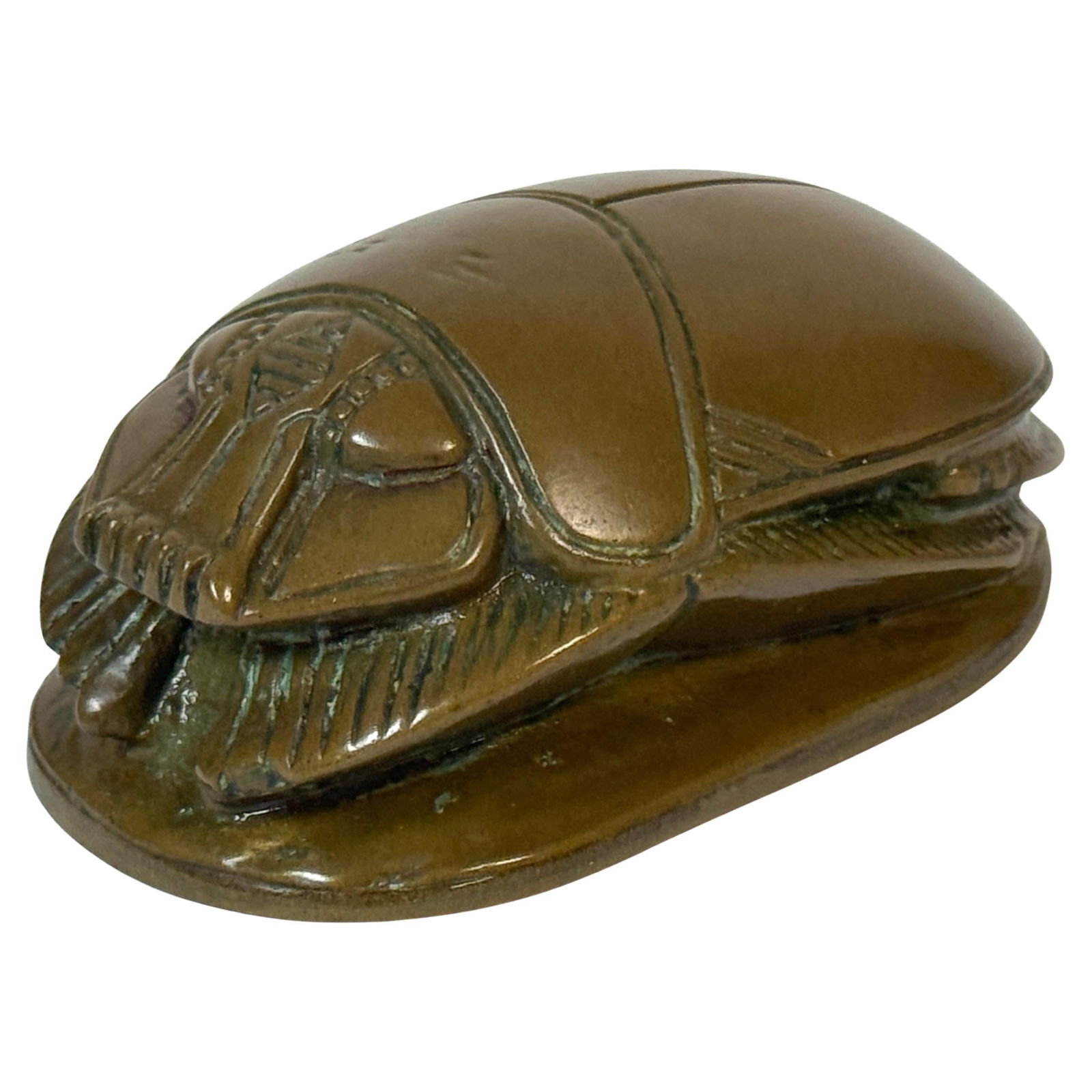 Egyptian Revival Bronze Scarab Paperweight with Hieroglyphs 20th Century (1 of 14)