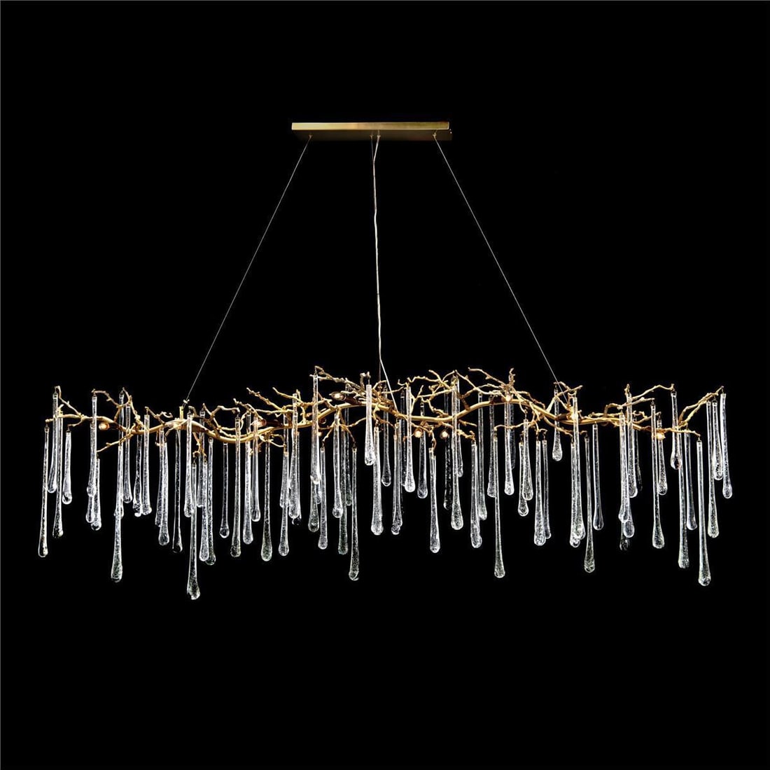 John-Richard Luxury Branch Chandelier 14-Light Glass Teardrops Brass Finish (1 of 1)
