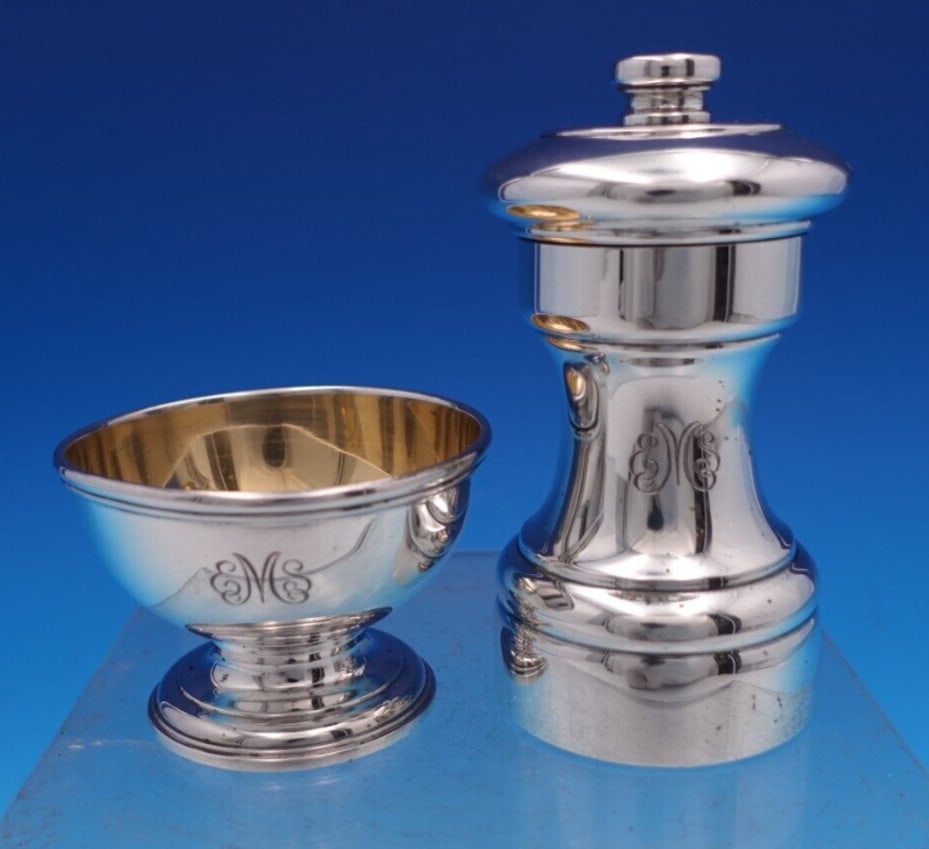 Tiffany & Co Windham Sterling Silver Salt Dip Master and Pepper Mill Set (1 of 15)