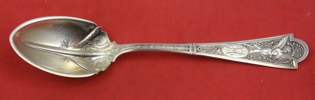 Shiebler Cupid Sterling Silver Ice Cream Spoon Gold Wash 5 3/4" (1 of 2)