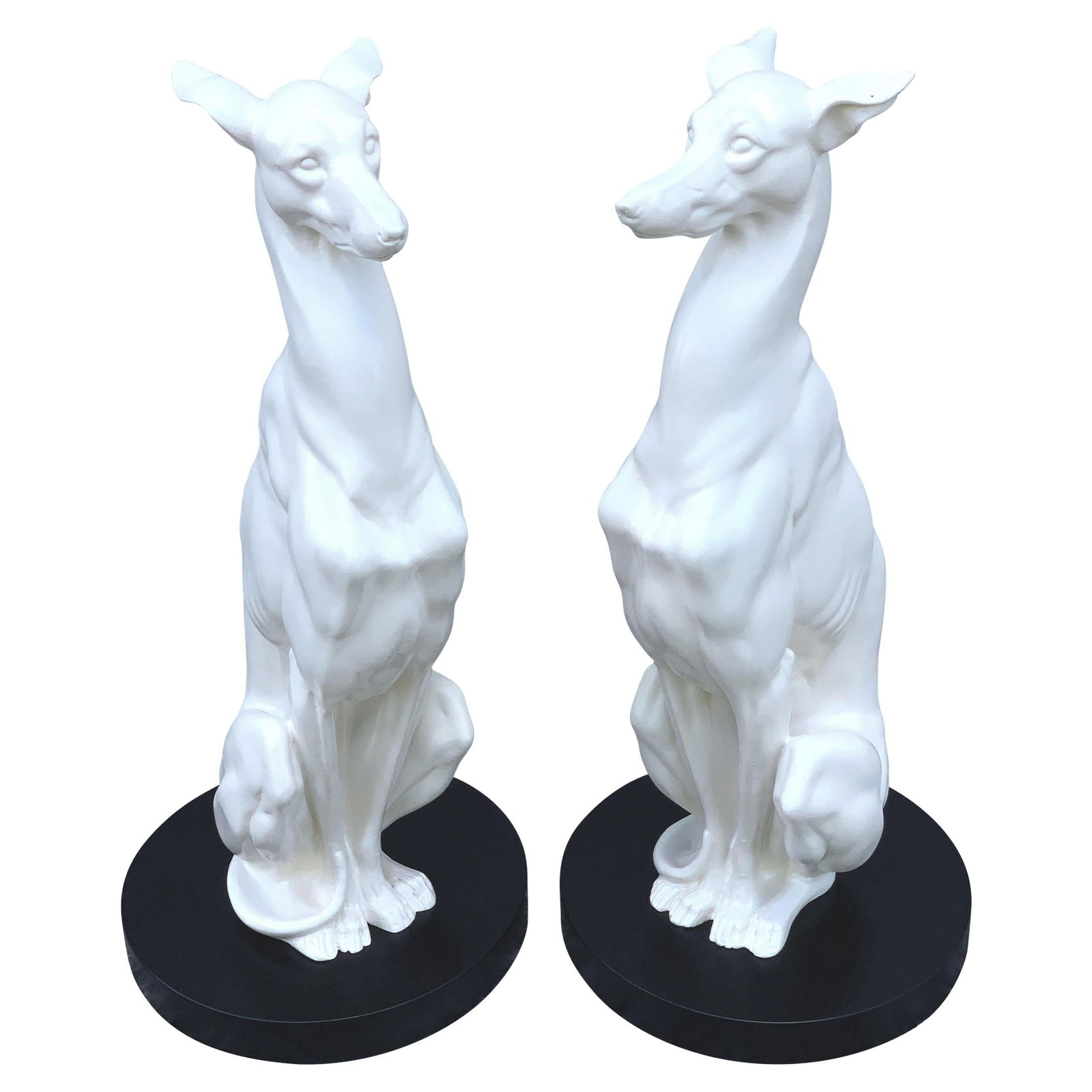 Elegant Set of 2 Hollywood Regency Black and White Whippets (1 of 11)