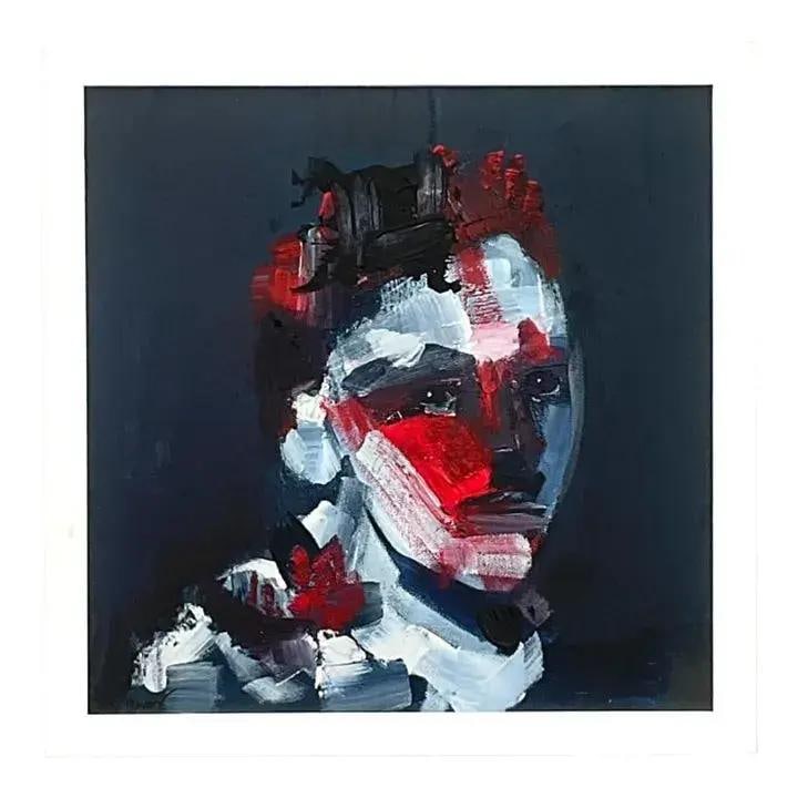 Signed Abstract Figural Oil Painting on Canvas Original Bohemian Art: Signed Abstract Figural Oil Painting on Canvas Original Bohemian Art This vintage abstract figural oil painting features bold colors and expressive brushwork, capturing the human form in a modern, boh