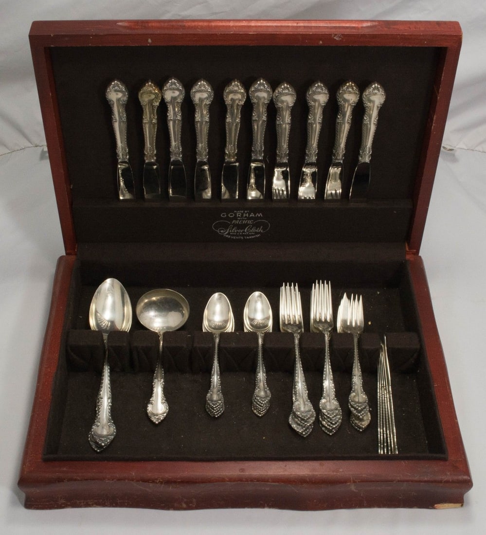 Gorham English Gadroon Sterling Silver Flatware Set 49pc 1939 (1 of 3)