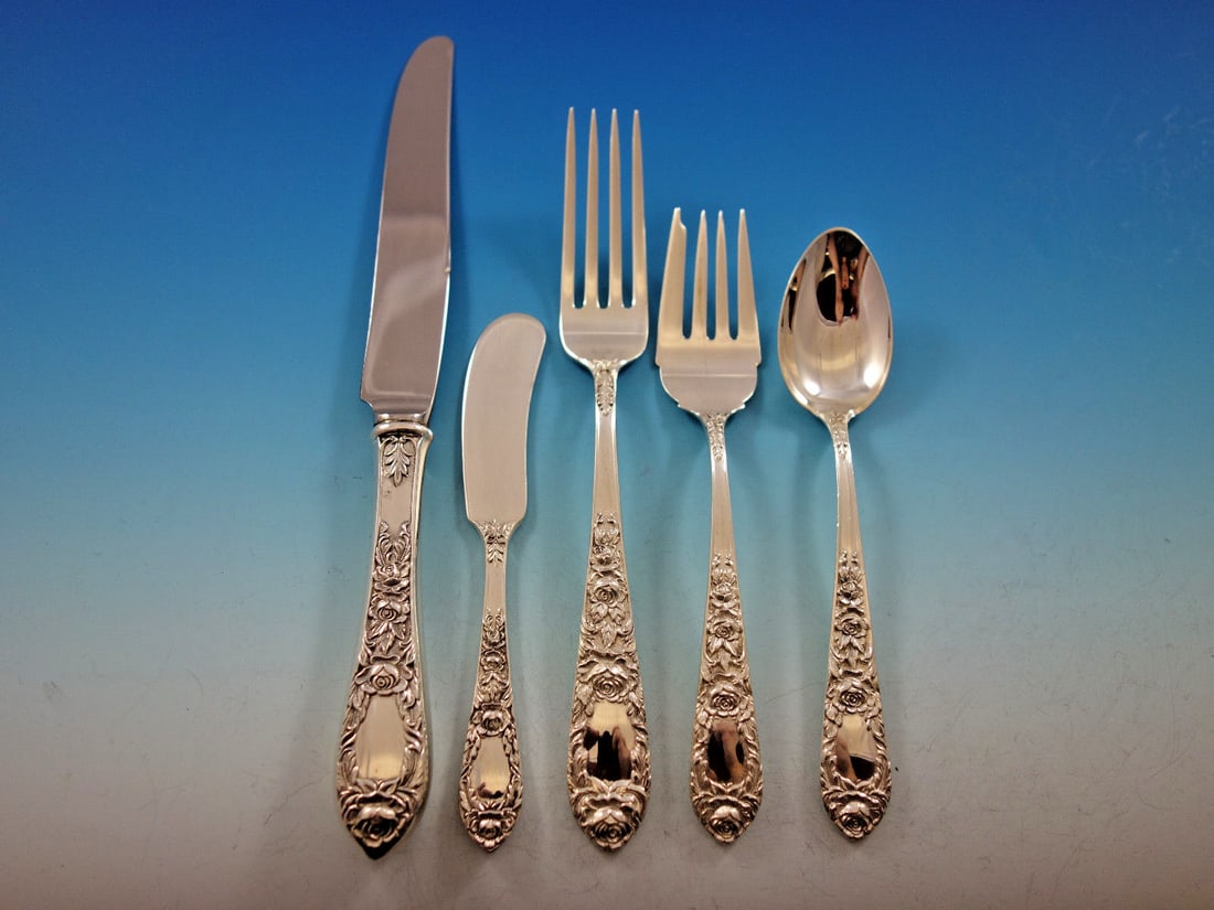 Kirk Rose Sterling Silver Flatware Set for 12 77 Pieces with Bonus Chest (1 of 10)