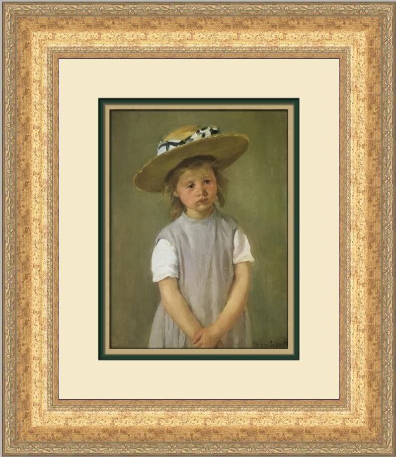 Mary Cassatt Little Girl in Straw Hat Custom Framed Print 1994: Mary Cassatt Little Girl in Straw Hat Custom Framed Print 1994 This exquisite custom framed print features the artwork "Little Girl in a Big Straw Hat and Pinafore" by renowned artist Mary Cassatt. Me