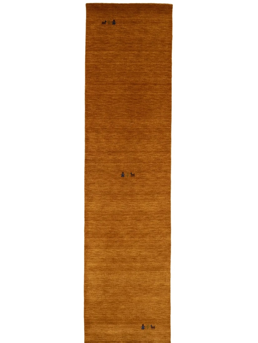 Handmade Orange Wool Gabbeh Modern Runner Rug 2'6 x 9'10: Handmade Orange Wool Gabbeh Modern Runner Rug 2'6 x 9'10 Enhance your space with this stunning Handmade Orange Tribal Style Gabbeh Runner Rug. Measuring 2'6" x 9'10", this modern floor carpet features