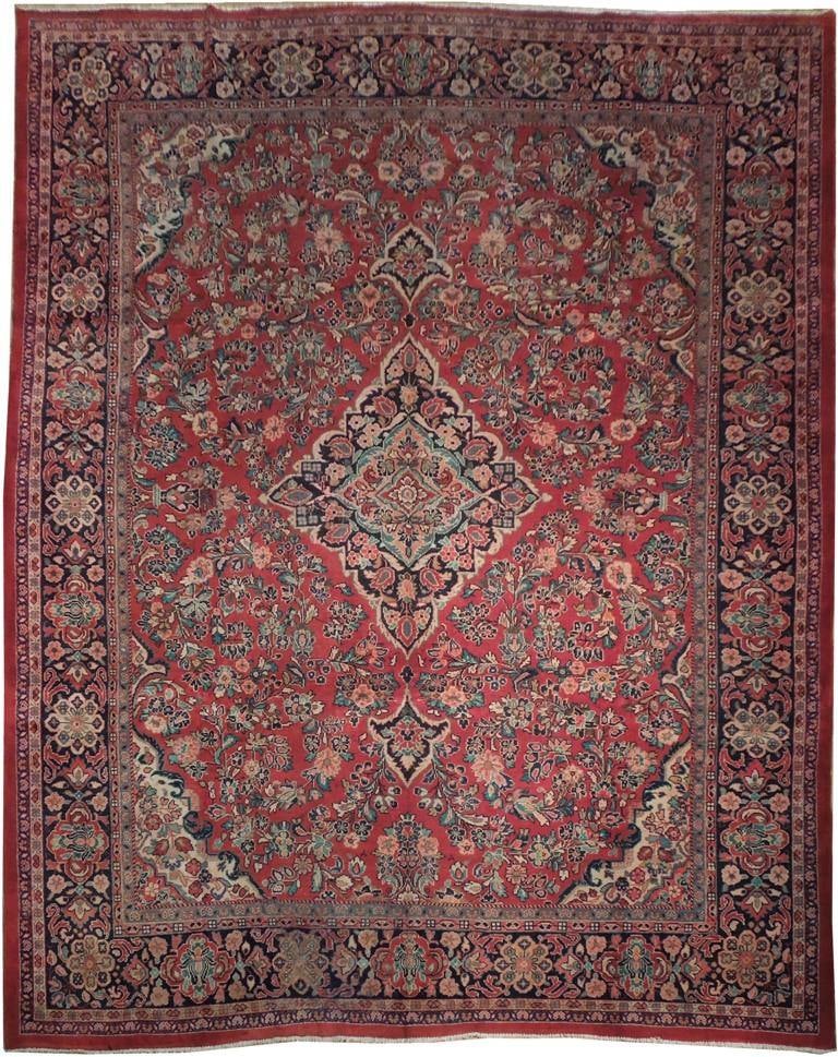Vibrant 11' x 13.9' Antique Persian Kashan Rug Handwoven in Iran (1 of 6)
