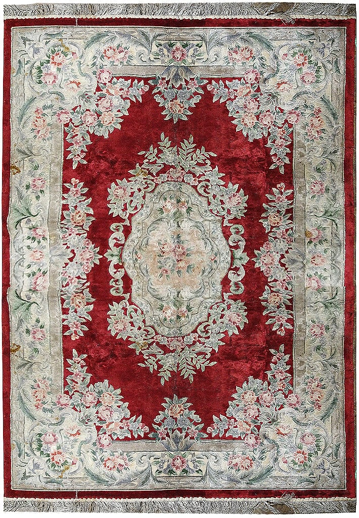 6' x 9' Hand-Knotted French Aubusson Silk Area Rug (1 of 11)