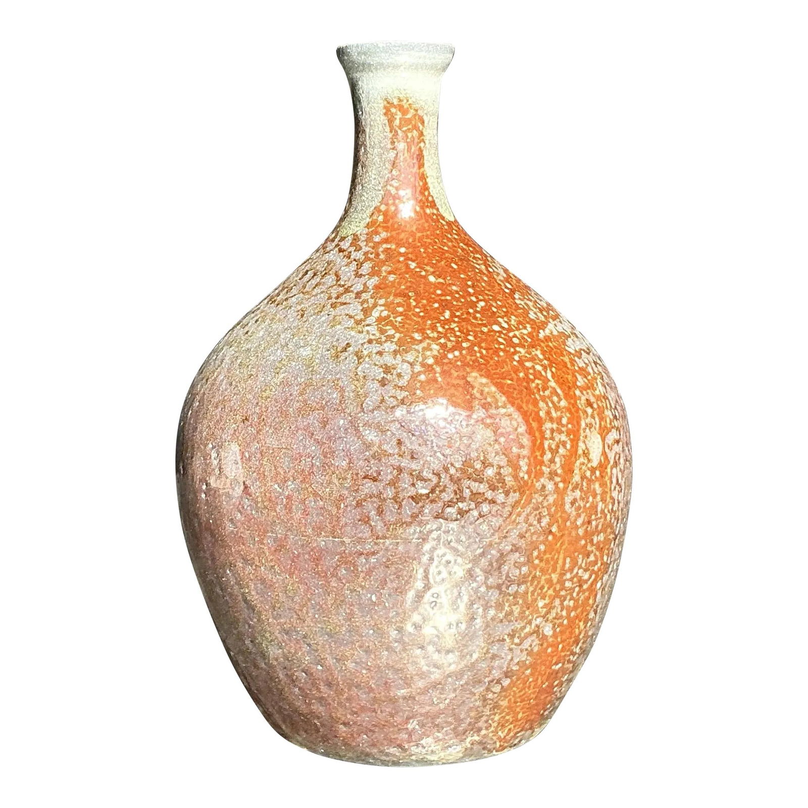 Handcrafted Vintage Boho Pottery Vase in Pumpkin Color (1 of 4)