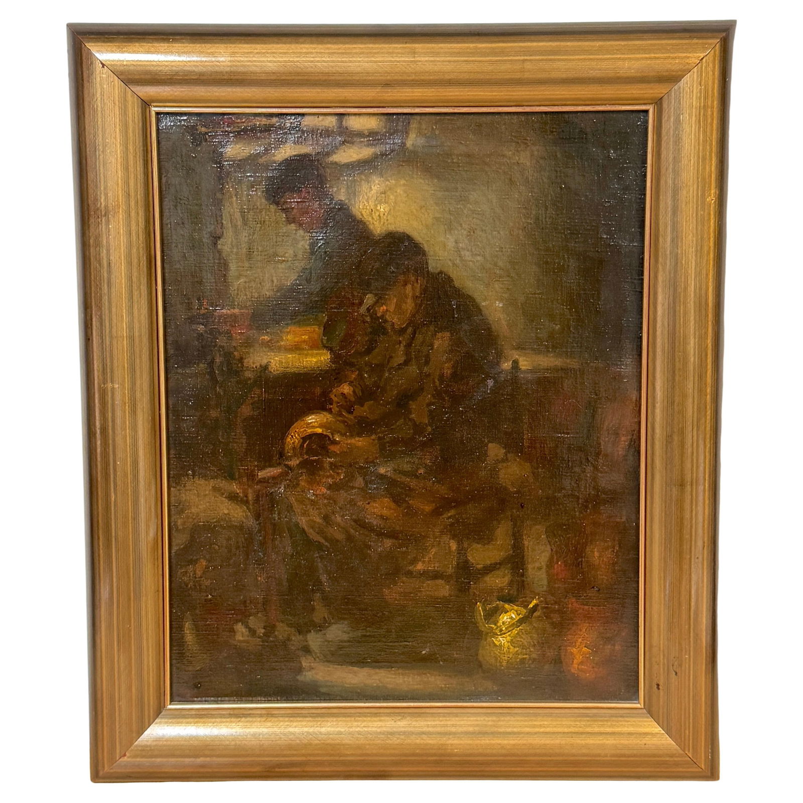 The Silversmiths Oil Painting by Francis Petrus Paulus 1900s Silver Frame: The Silversmiths Oil Painting by Francis Petrus Paulus 1900s Silver Frame This captivating oil painting titled 'The Silversmiths' by Francis Petrus Paulus (1862-1933) showcases the artist's exceptiona
