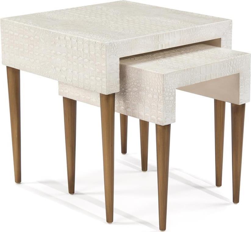 John-Richard Kano Tables with Textured Resin Tops Aztec Gold Finish: John-Richard Kano Tables with Textured Resin Tops Aztec Gold Finish Introducing the Kano Tables, elegantly crafted with textured resin tops that enhance any living space. These tables feature a stylis
