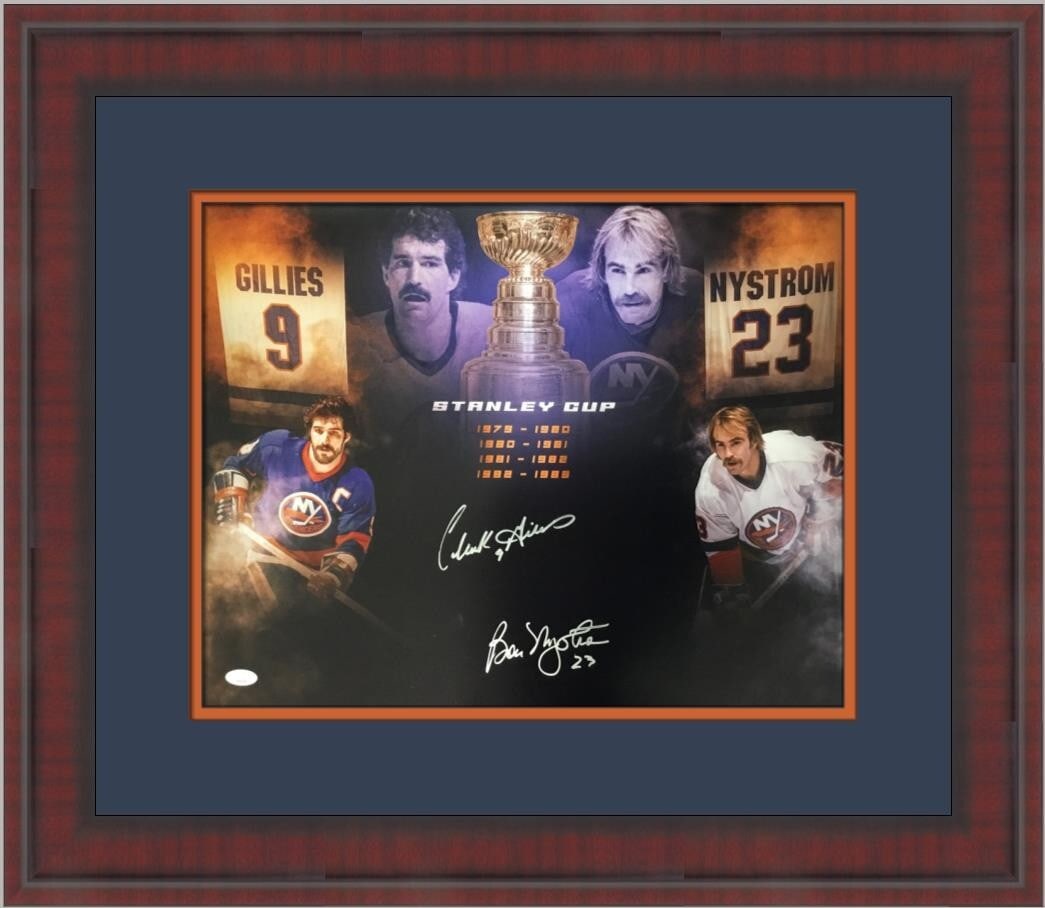 Clark Gillies Bobby Nystrom Signed Photo Custom Framed JSA Authenticated (1 of 10)