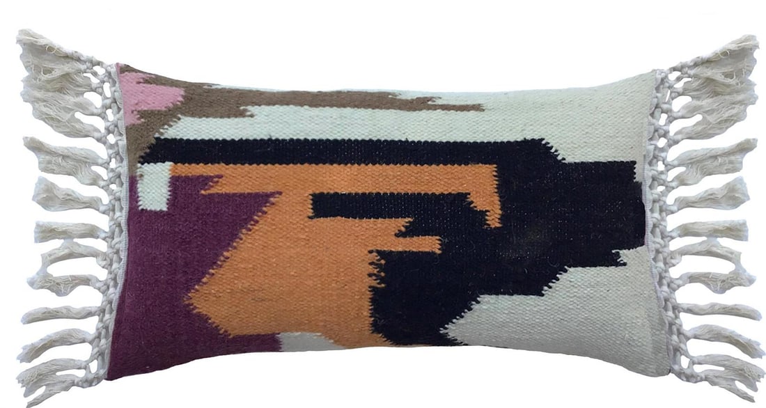 Chandra Colorful 100% Wool Pillow 14x24 Modern Decor (1 of 2)