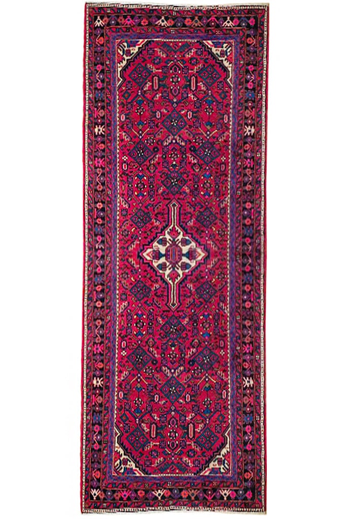 5'3 x 10'2 Reddish Pink Semi-Antique Persian Herati Runner Handmade Wool Rug (1 of 6)