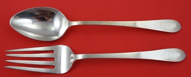 Graff Washbourne & Dunn Pointed Antique Sterling Silver Salad Serving Set 11" (1 of 2)